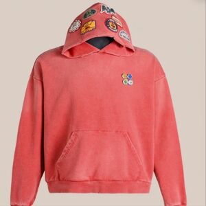 NWT  Found Faded Red Multi-Patch Hoodie